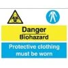 Danger Biohazard Protective Clothing Must Be Worn Sign