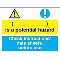 (_ _ _ _ _) Is A Potential Hazard, Check Instructions/ Data Sheets, Before Use