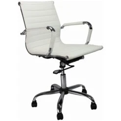 Reflex White Leather Effect Swivel Chair