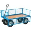 Platform Truck With Mesh Sides And Plywood Base