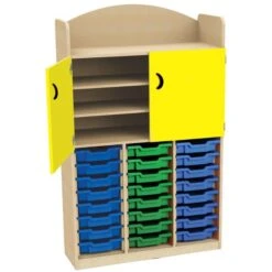 Stretton 24 Tray Triple Bay Storage Unit With Cupboard