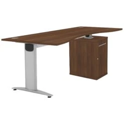 Protocol IBeam Double Wave Desk With Cupboard Pedestal