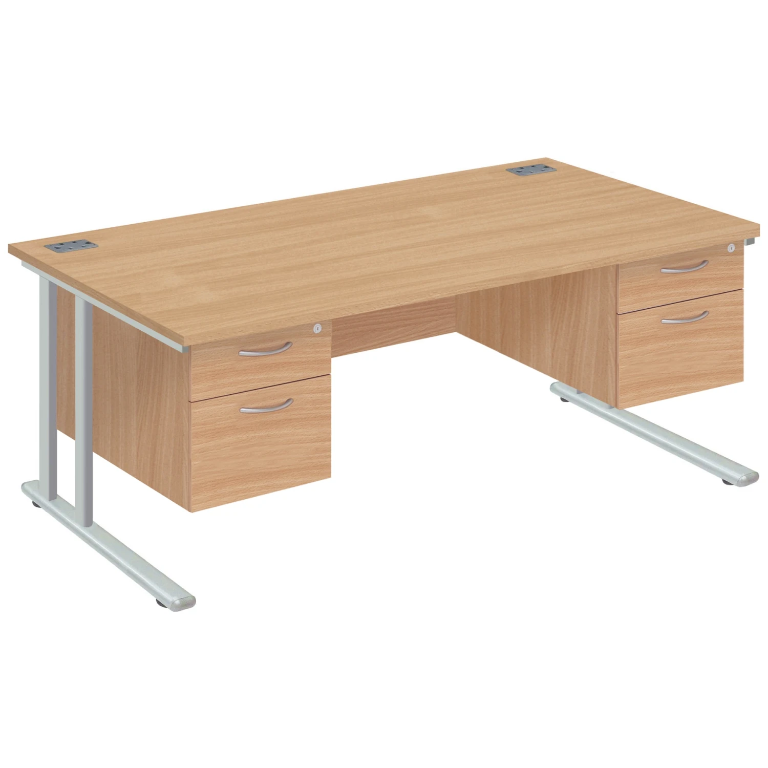 Commerce II Deluxe Rectangular Office Desks With Double Fixed Pedestals 1 Commerce II Deluxe Rectangular Office Desks With Double Fixed Pedestals