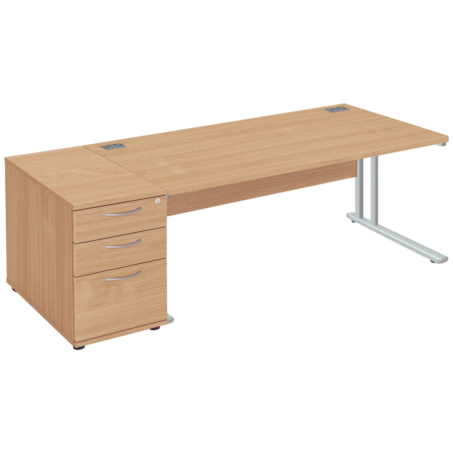 Commerce II Deluxe Rectangular Office Desks With Desk High Pedestal 1 Commerce II Deluxe Rectangular Office Desks With Desk High Pedestal
