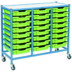 Gratnells Dynamis Collection Shallow Tray 3 Column Storage Trolley