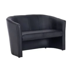 Brighton Black Bonded Leather 2 Seater Tub Chair
