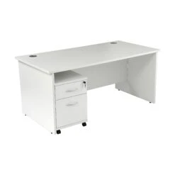 NEXT DAY Karbon K2 Rectangular Panel End Office Desks With Under Desk Mobile Pedestal