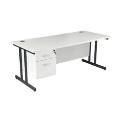 NEXT DAY Karbon K3 Rectangular Deluxe Cantilever Desk With Single Fixed Pedestal