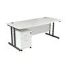 NEXT DAY Karbon K3 Rectangular Deluxe Cantilever Desk With Single Mobile Pedestal