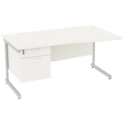 Next Day Vogue White Wave Cantilever Desks With Single Fixed Pedestal