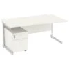 Next Day Vogue White Wave Cantilever Desks With Mobile Pedestal