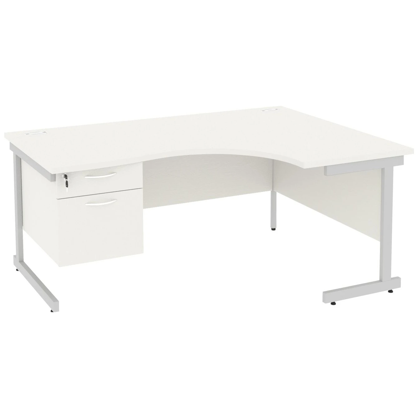 Next Day Vogue White Ergonomic Cantilever Desks With Single Fixed Pedestal 1 Next Day Vogue White Ergonomic Cantilever Desks With Single Fixed Pedestal