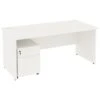 Next Day Vogue White Rectangular Panel End Desks With Mobile Pedestal
