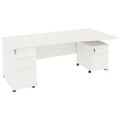 Next Day Vogue White Wave Cantilever Desks With Desk High & Mobile Pedestal