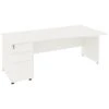 Next Day Vogue White Wave Panel End Desks With Desk High Pedestal