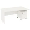 Next Day Vogue White Wave Panel End Desks With Mobile Pedestal