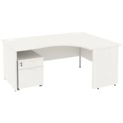 Next Day Vogue White Ergonomic Panel End Desks With Mobile Pedestal