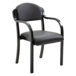 Devonshire Black Frame Vinyl Stacking Armchair