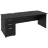 Next Day Eclipse Black Rectangular Panel End Desks With Desk High Pedestal