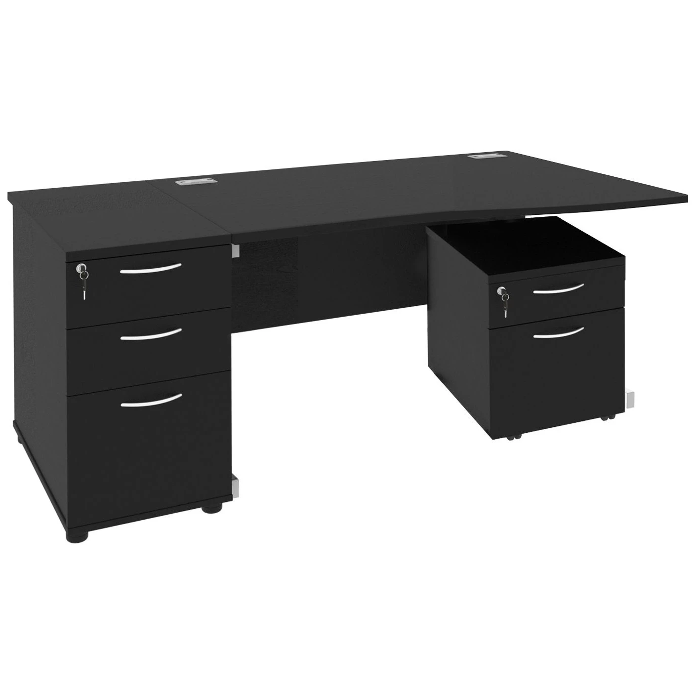 Next Day Eclipse Black Wave Cantilever Desks With Desk High & Mobile Pedestal 1 Next Day Eclipse Black Wave Cantilever Desks With Desk High & Mobile Pedestal