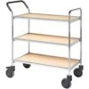 Konga 3 Tier Chrome Service Trolley With Beech Shelves
