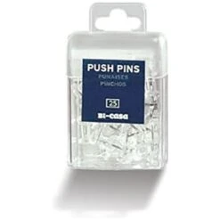 Box Of 25 Transparent Push Pins