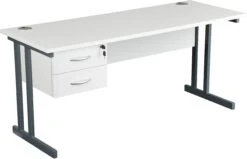NEXT DAY Karbon K3 Compact Rectangular Deluxe Cantilever Desk With Single Fixed Pedestal